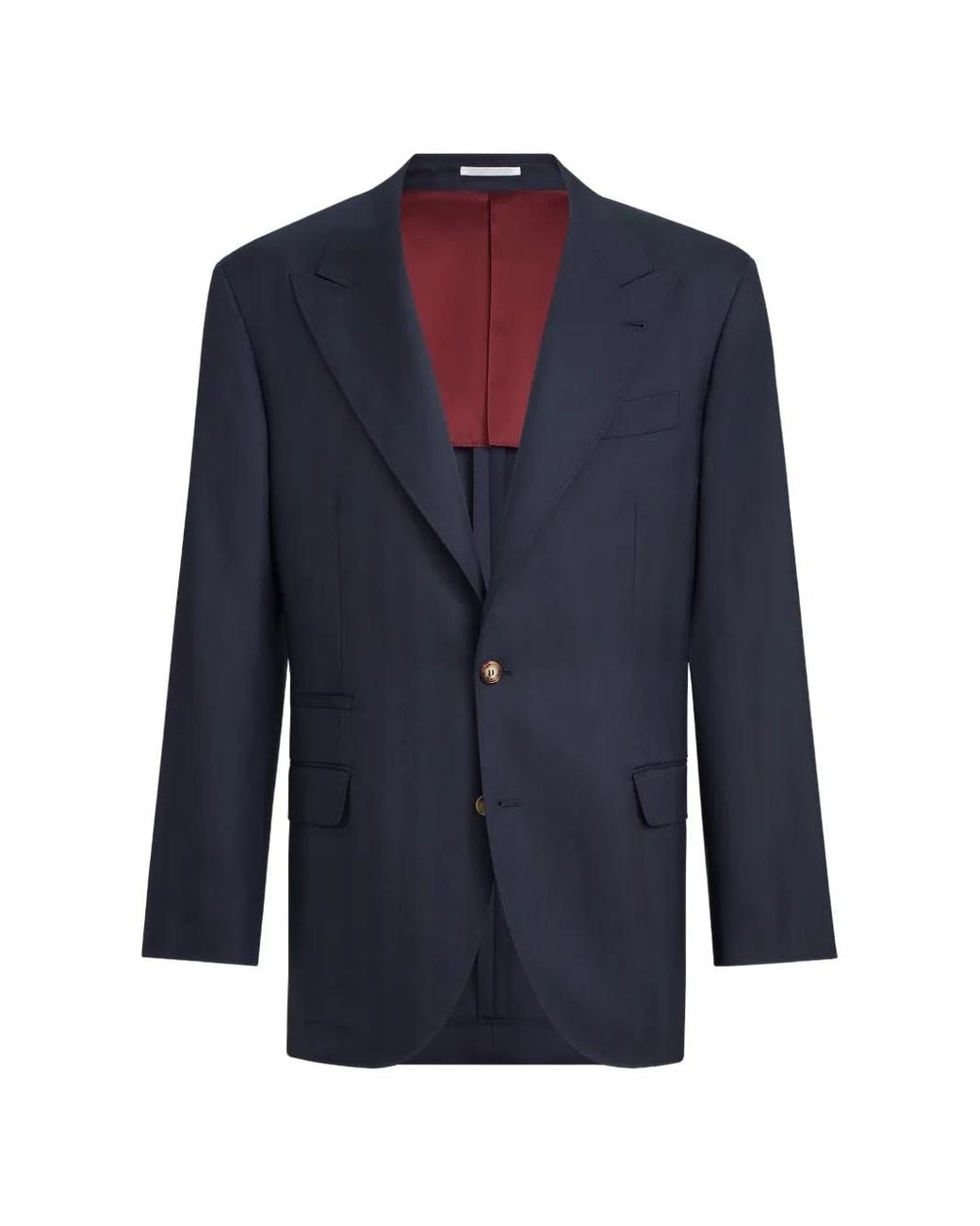 Brunello Cucinelli Blue Virgin-Wool Chevron Tailor Blazer With Peak Lapels for men