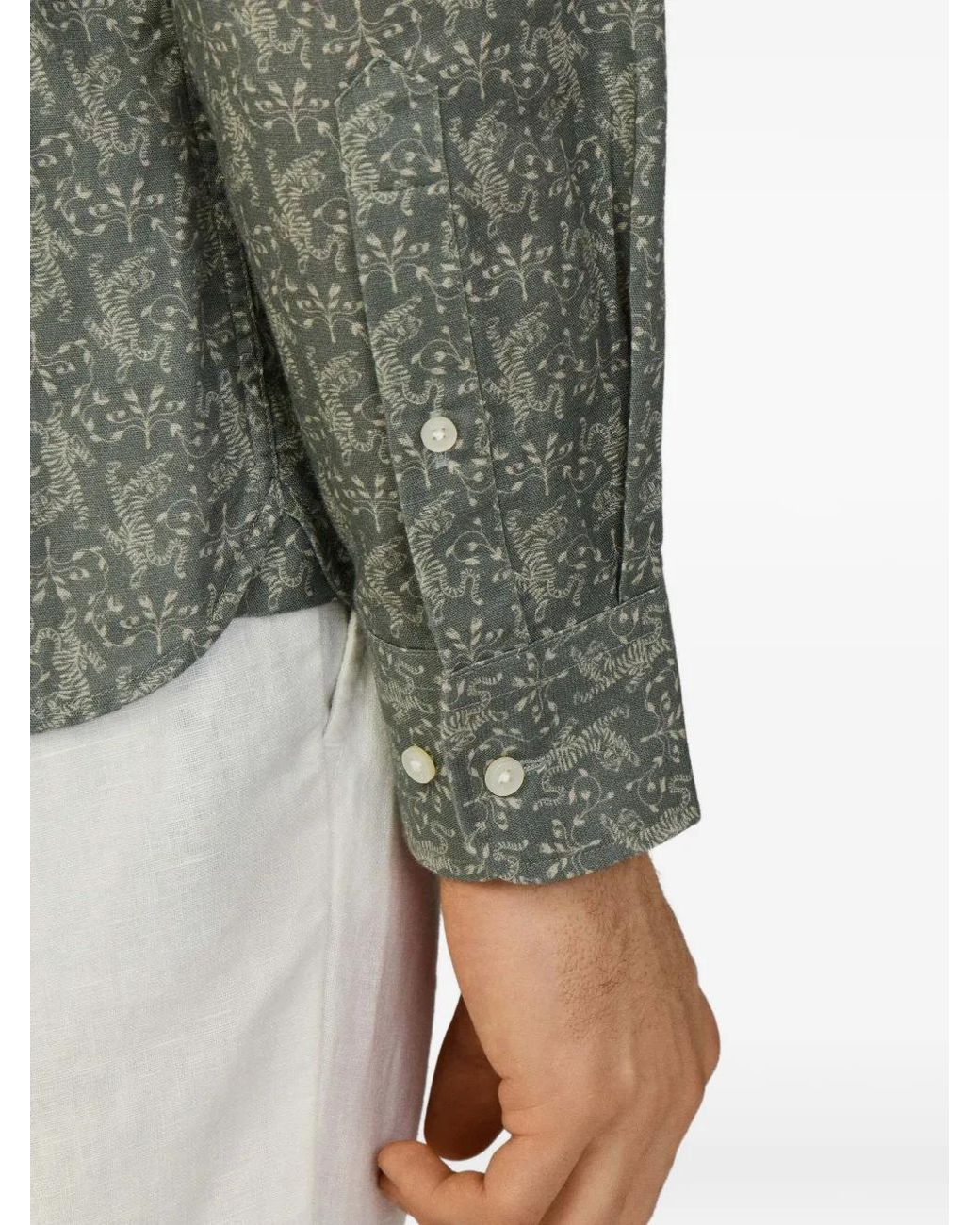 Hackett Gray Tiger-Print Kent-Collar Shirt for men