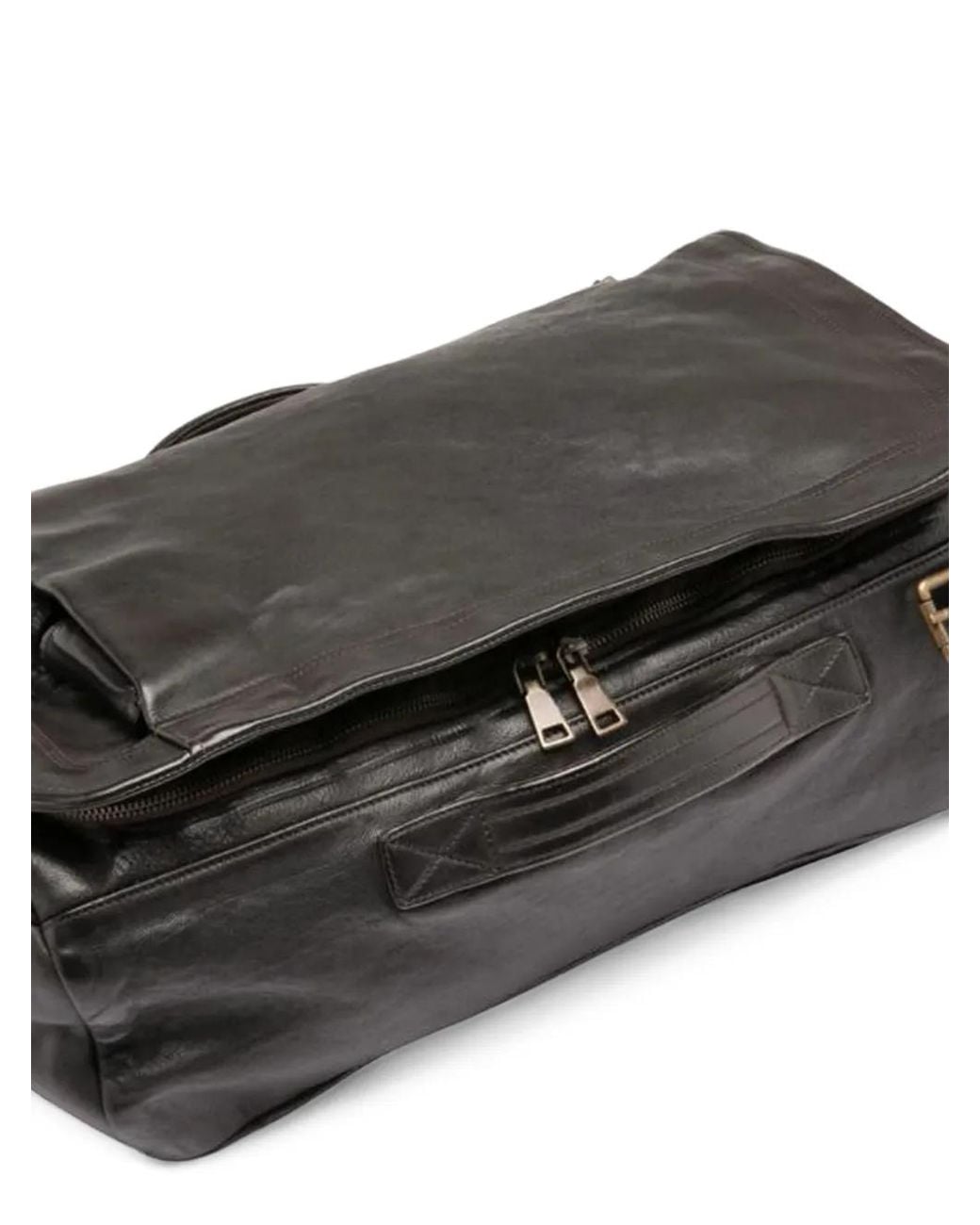 Officine Creative Black Helmet 052 Leather Backpack for men