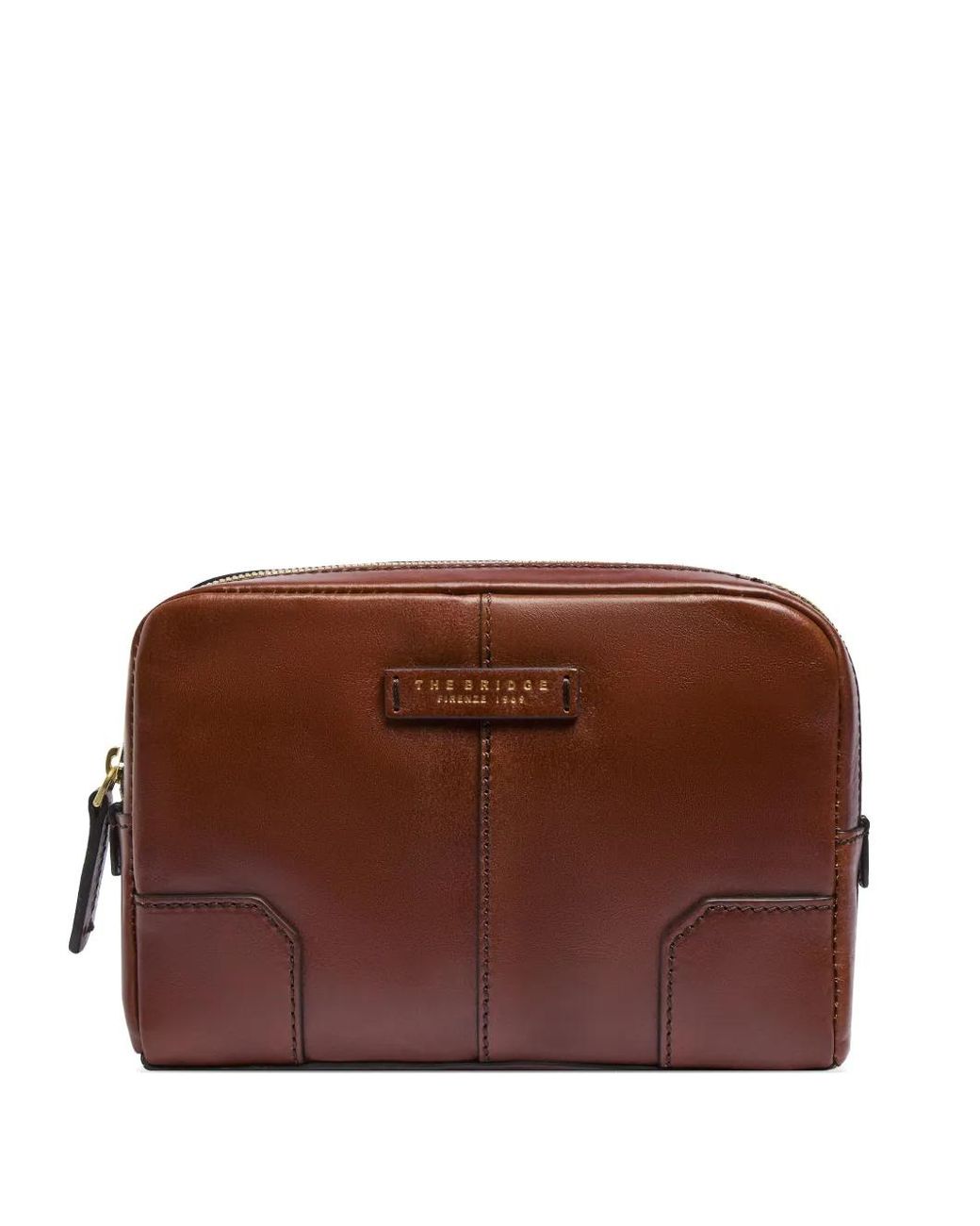 The Bridge Brown Vespucci Leather Zip-Around Clutch Bag for men