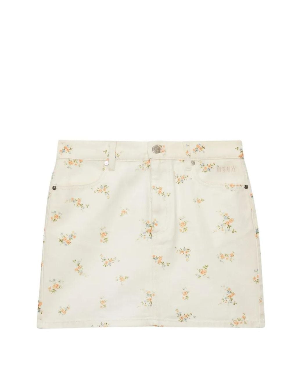 MSGM Natural Floral-Print Mini Skirt