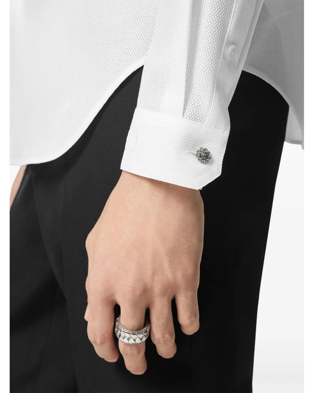 Versace White Crystal Piqué Shirt for men