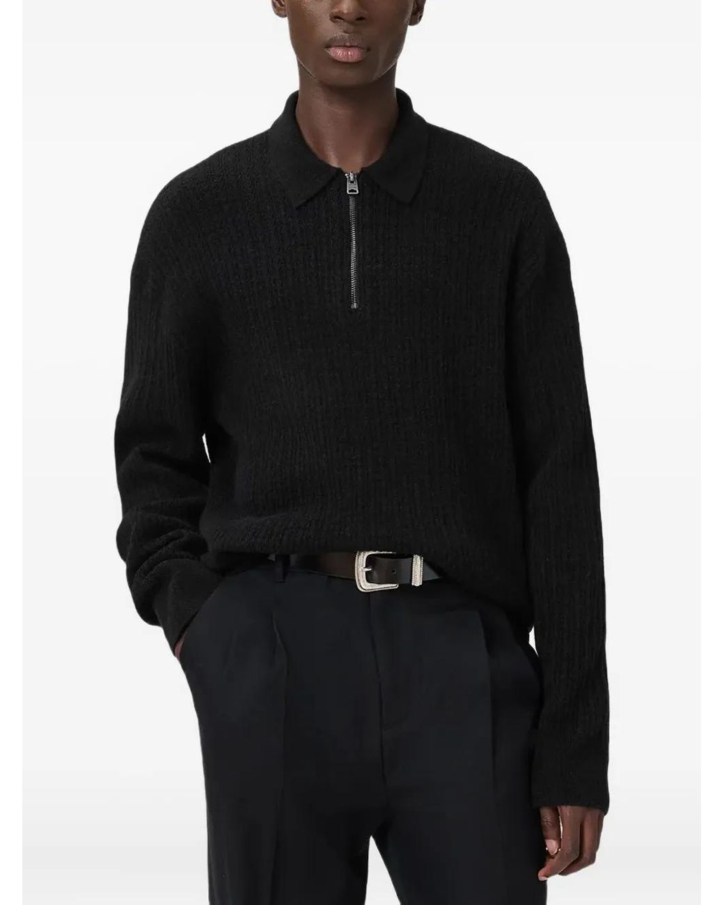 AllSaints Black Wren Frayed-Edge Single-Breasted Blazer for men