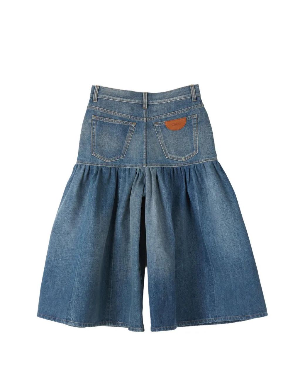 Chloé Blue Ruffled Denim Shorts
