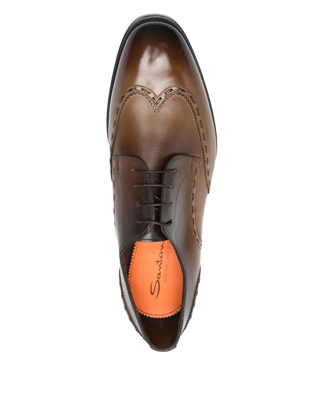 Santoni Brown Leather Derby Shoes for men
