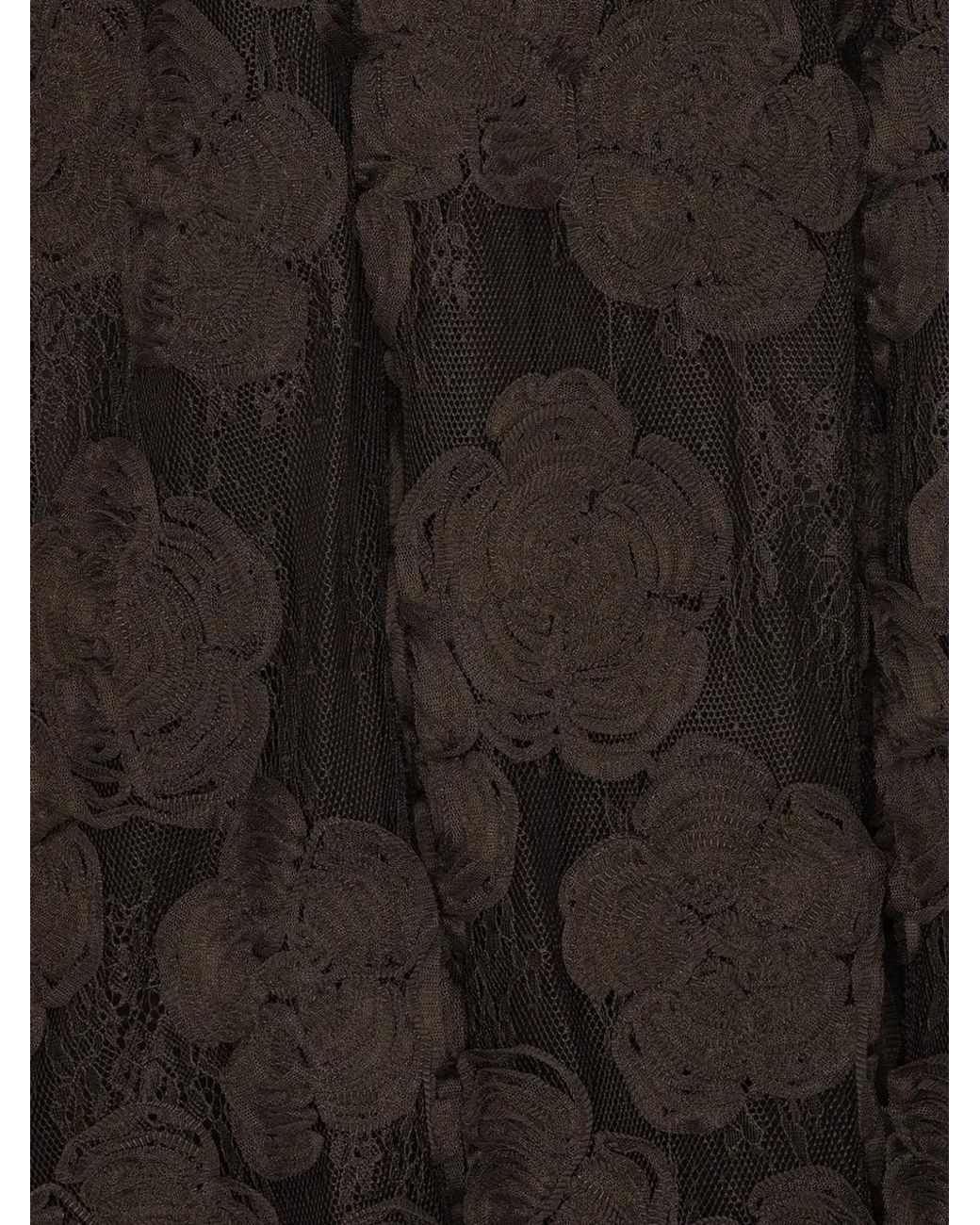 ROTATE BIRGER CHRISTENSEN Brown Floral-Lace Midi Dress