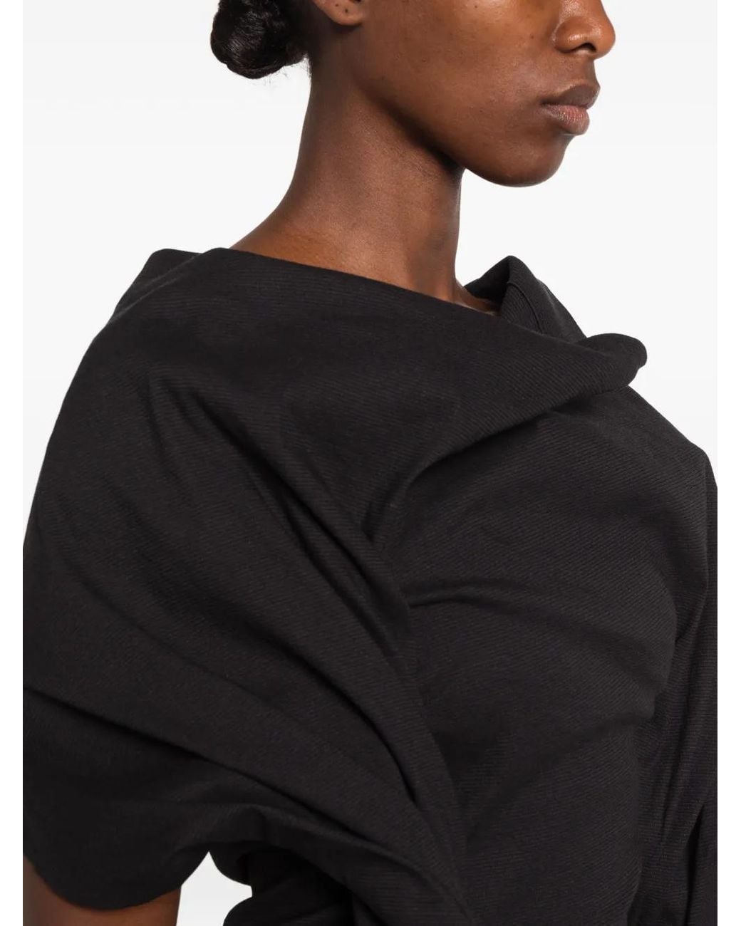 Issey Miyake Black Asymmetric Draped Dress