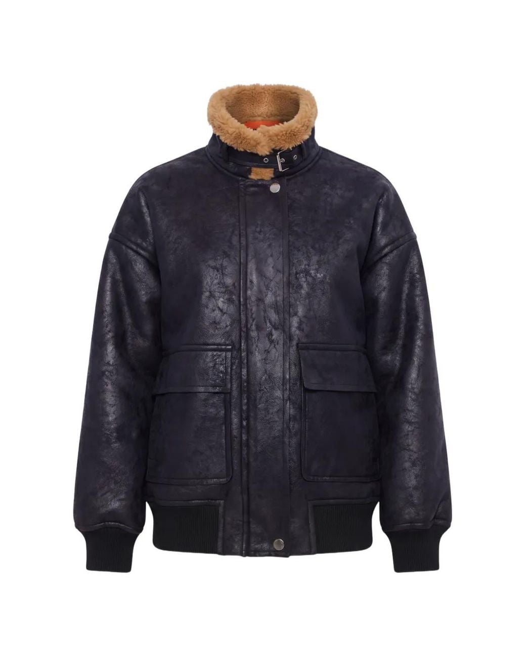 Simon Miller Blue Halle Faux-Shearling Bomber Jacket