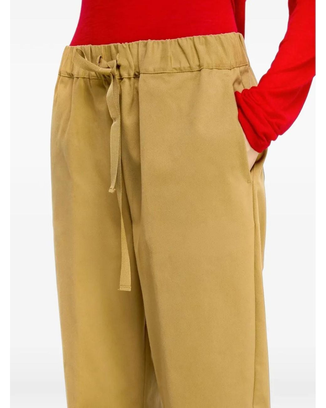 Semicouture White Buddy Drawstring-Waist Cotton-Gabardine Trousers