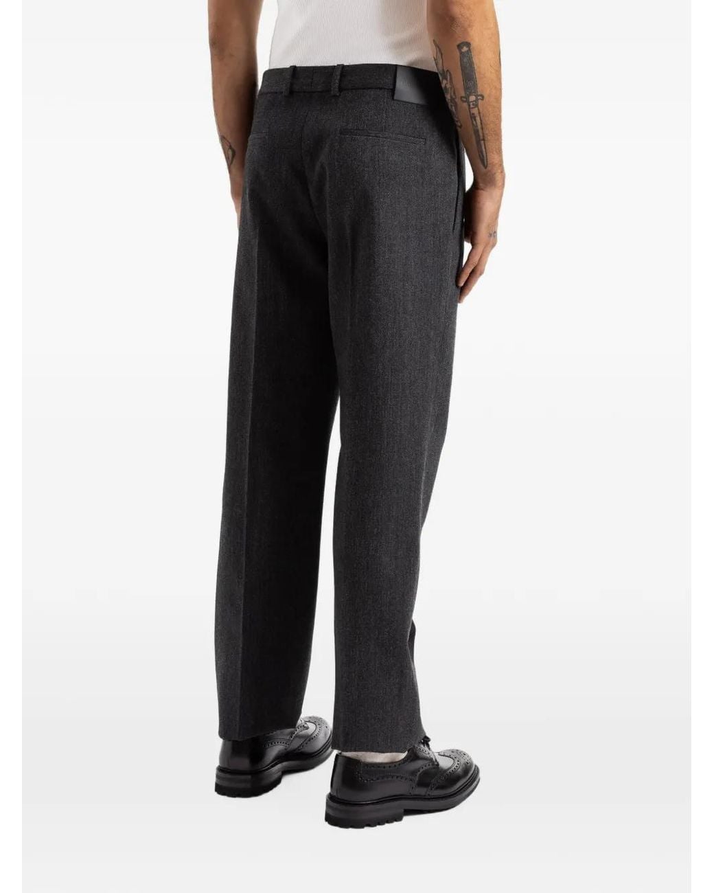 Balenciaga Black Pressed-Crease Tailored Trousers for men