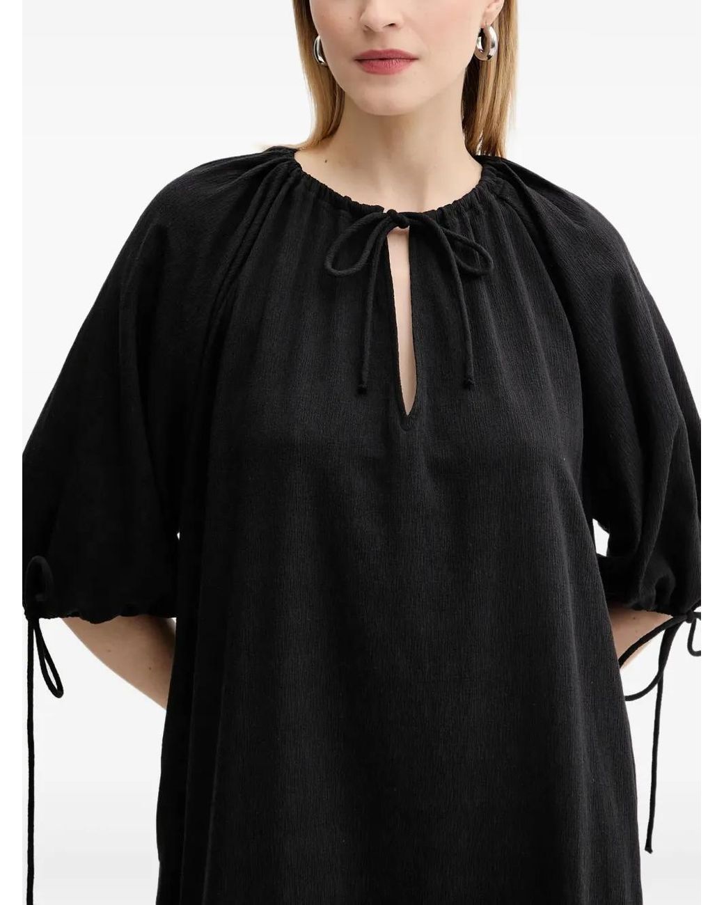 Samsøe & Samsøe Black Samatera Tie-Detail Midi Dress
