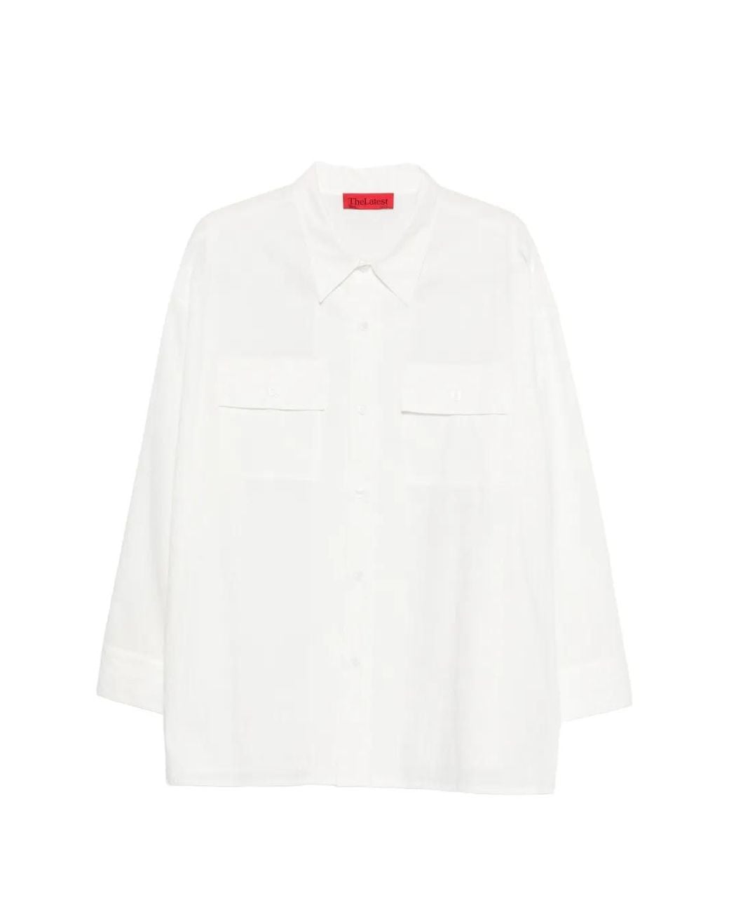 Thelatest White Pocket-Chest Shirt