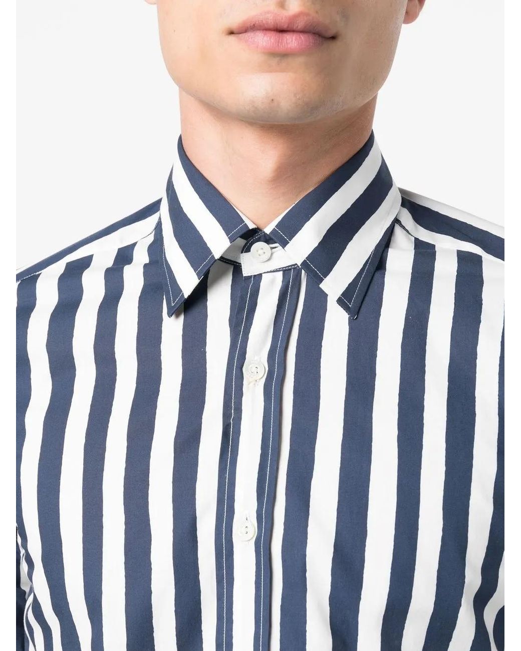 Canali Blue Striped Button-Up Shirt for men