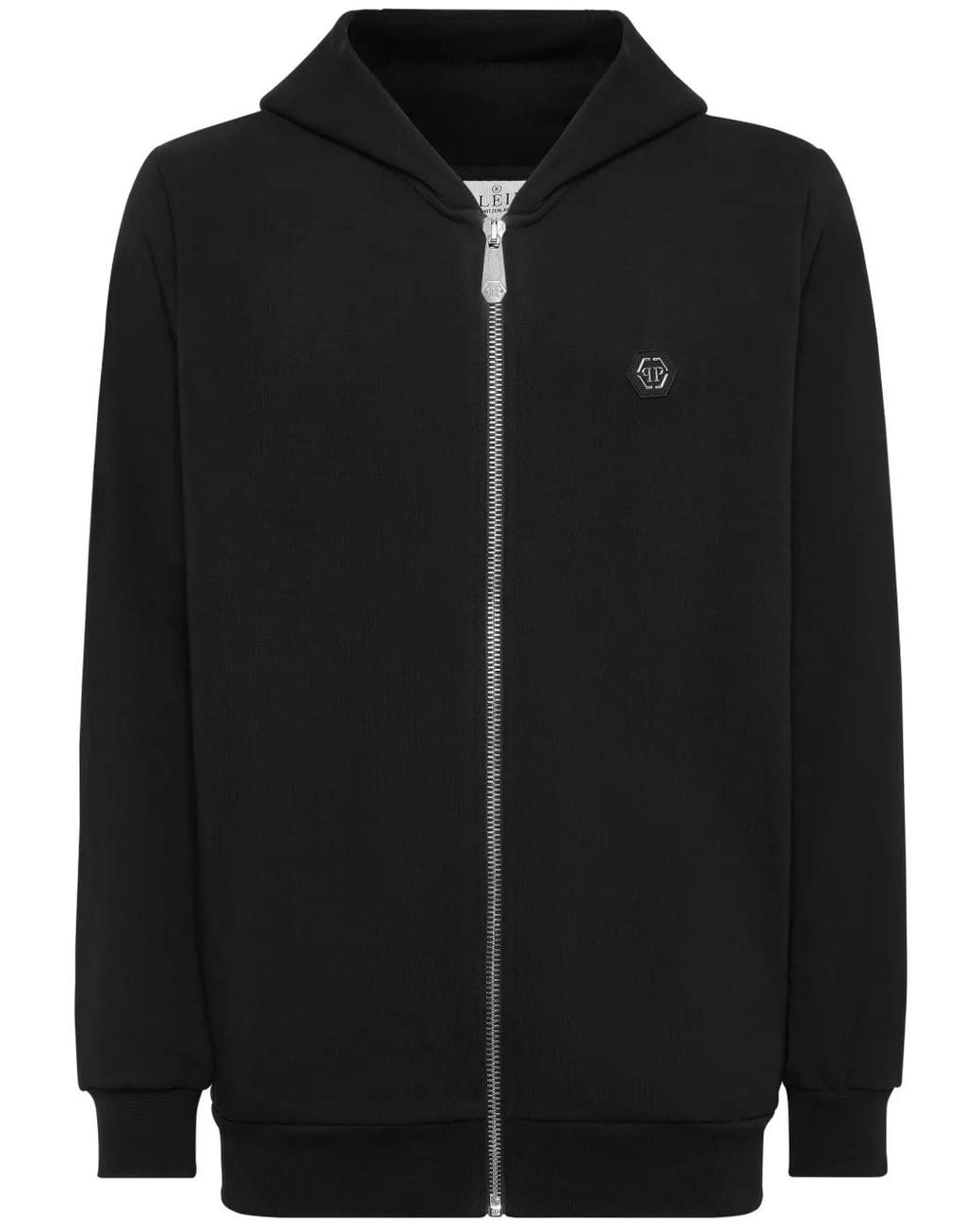 Philipp Plein Black Crystal-Embellished Hoodie for men