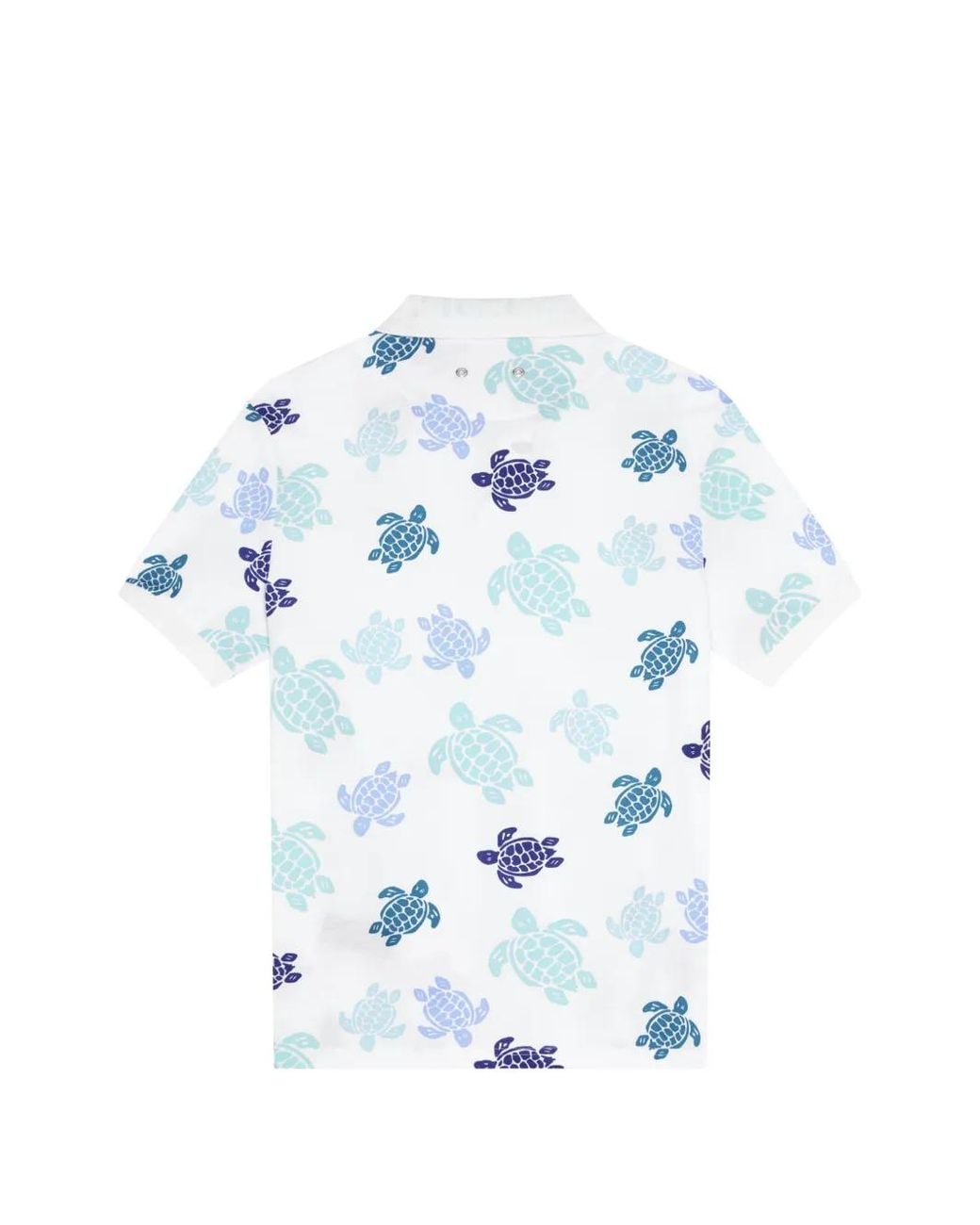 Vilebrequin Blue Cotton Piqué Polo Shirt With Contrasting All-Over Ronde Des Tortues Print for men