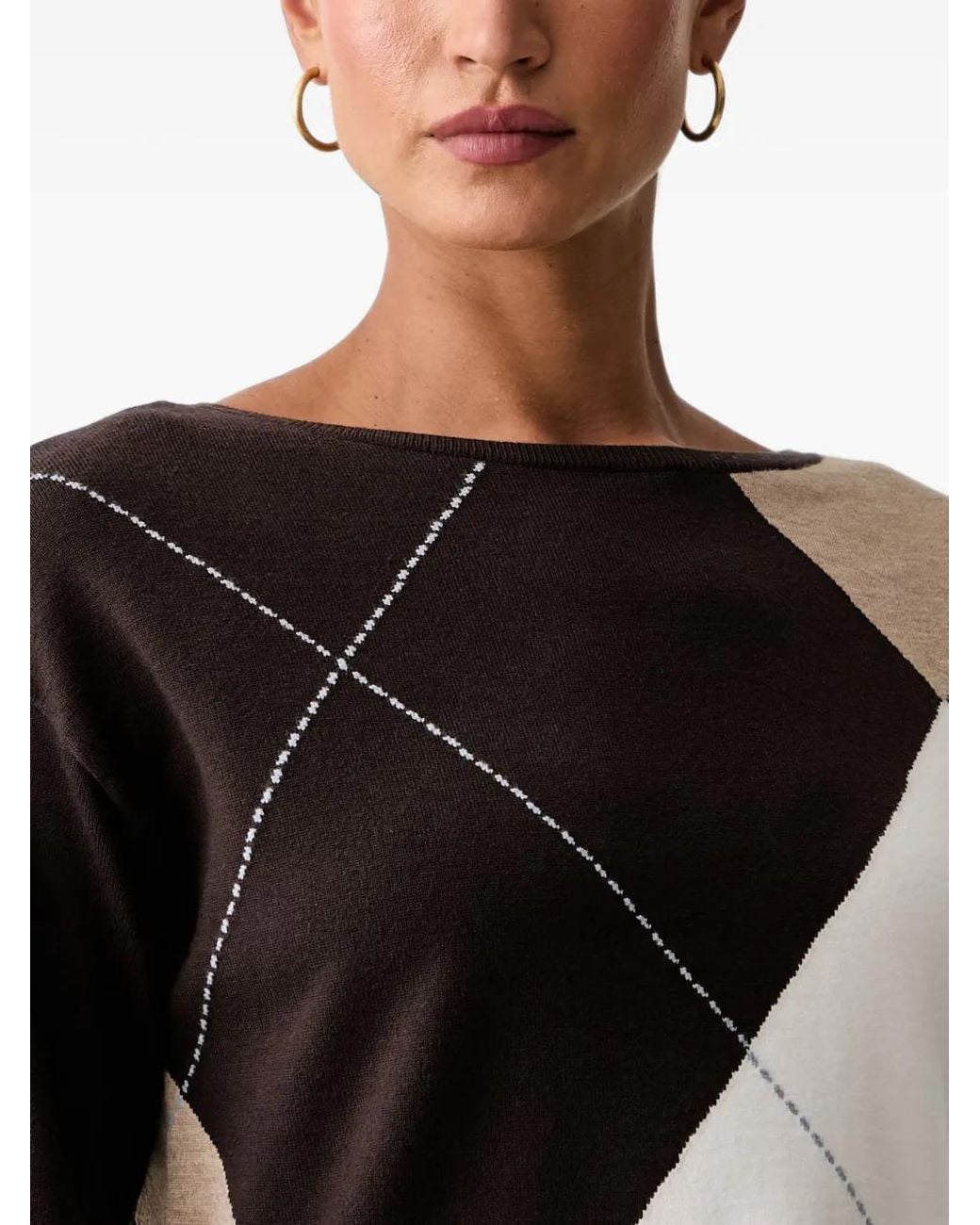 Joseph Ribkoff Black Pull À Losanges Et Col Bateau