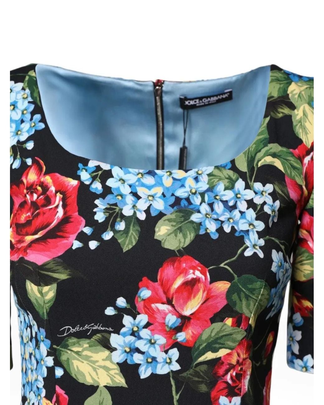 Dolce & Gabbana White Floral-Print Scoop-Neck Dress