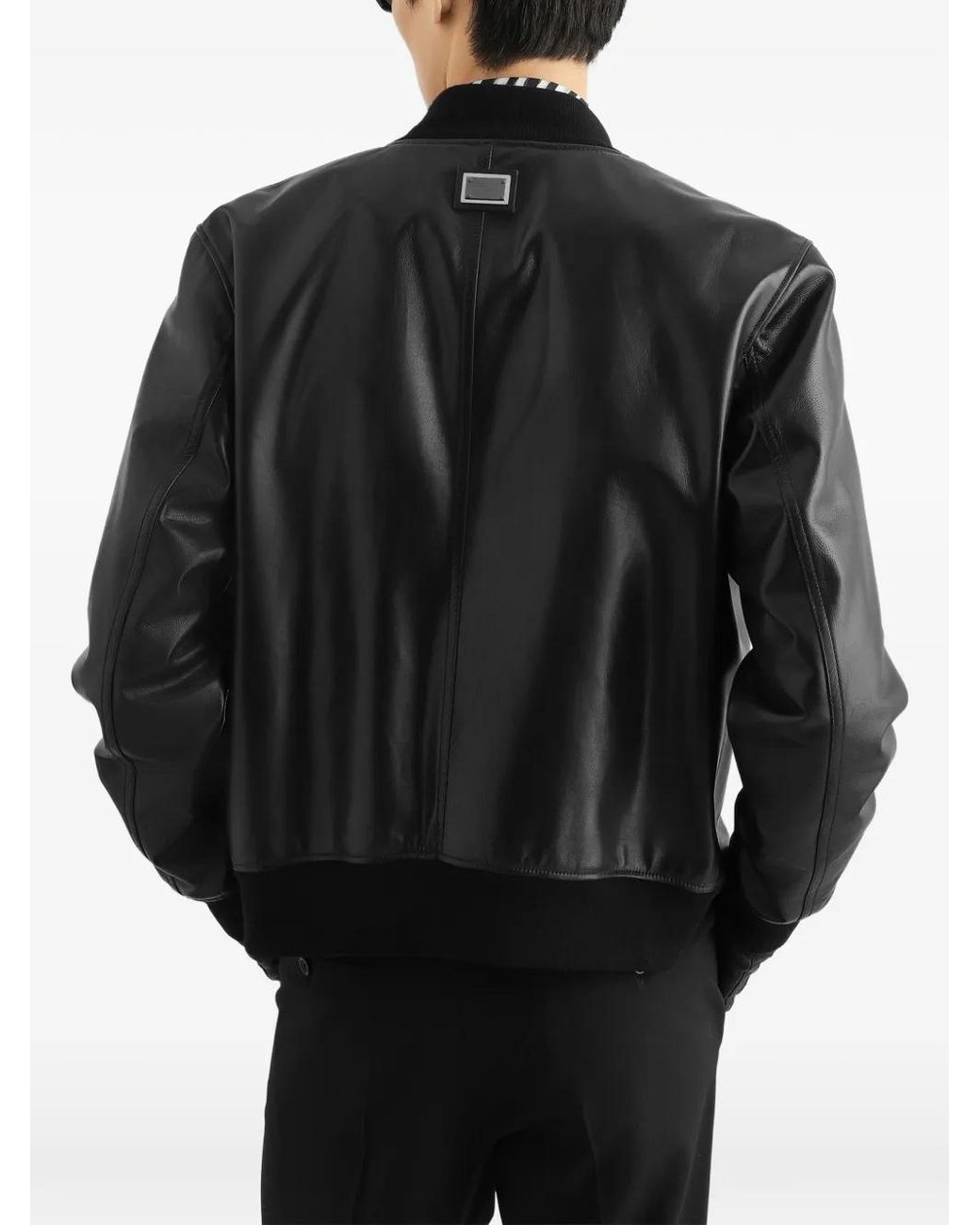 Dolce & Gabbana Kalfsleren Bomberjack in het Black voor heren
