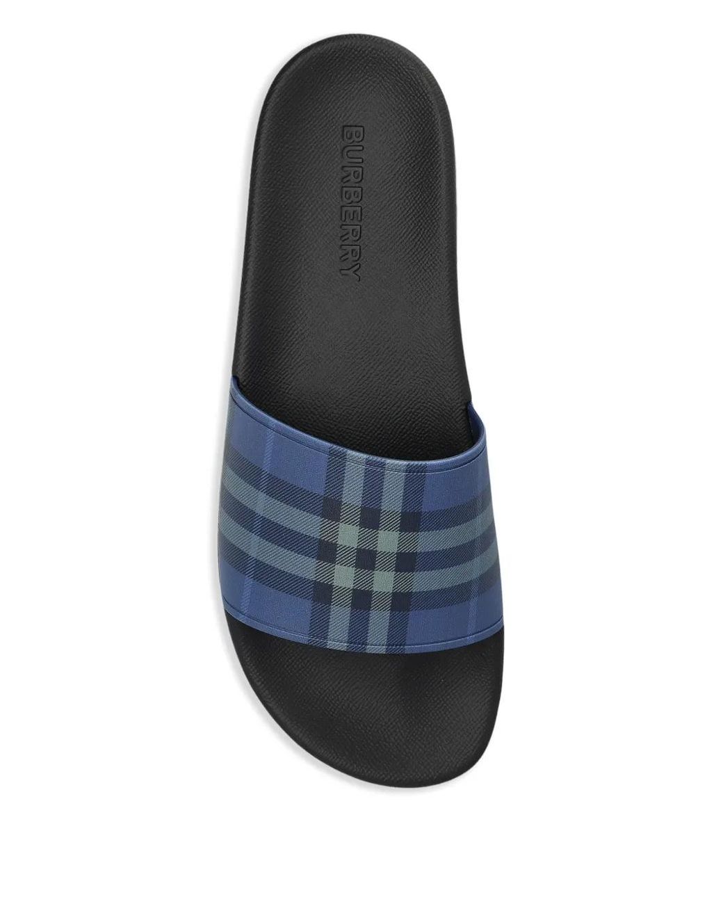 Burberry Blue Check Slides for men
