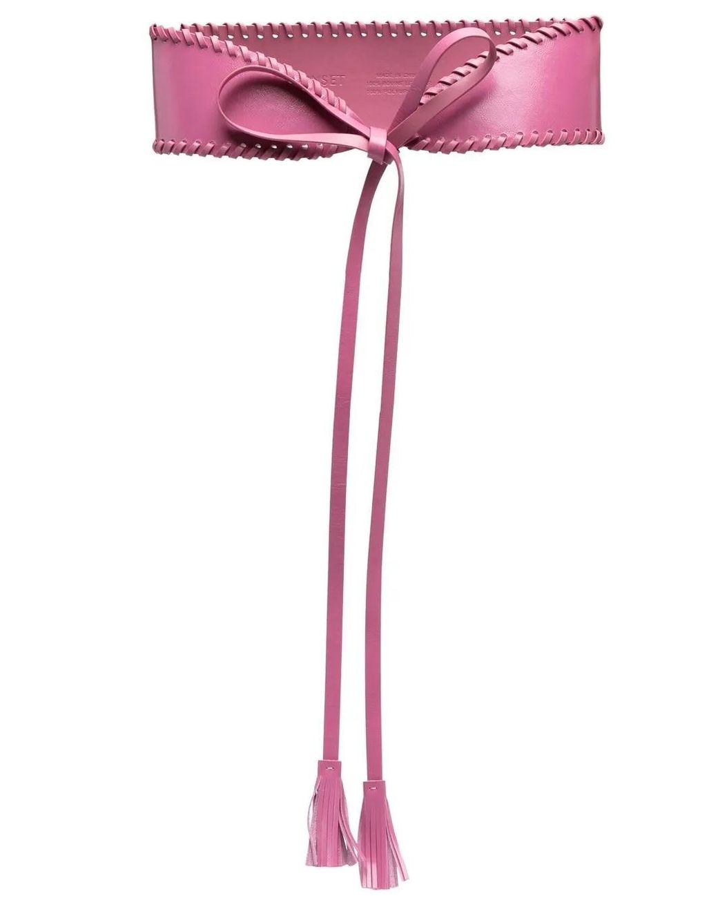 Twinset Pink Tassel-Detail Leather Sash Belt