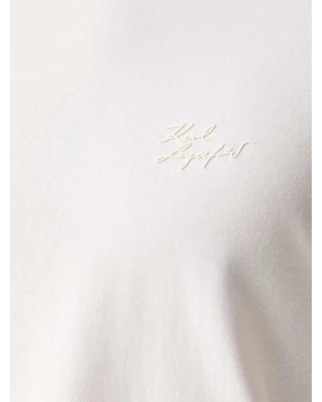 Karl Lagerfeld White Logo-Embroidered Long-Sleeve Top for men