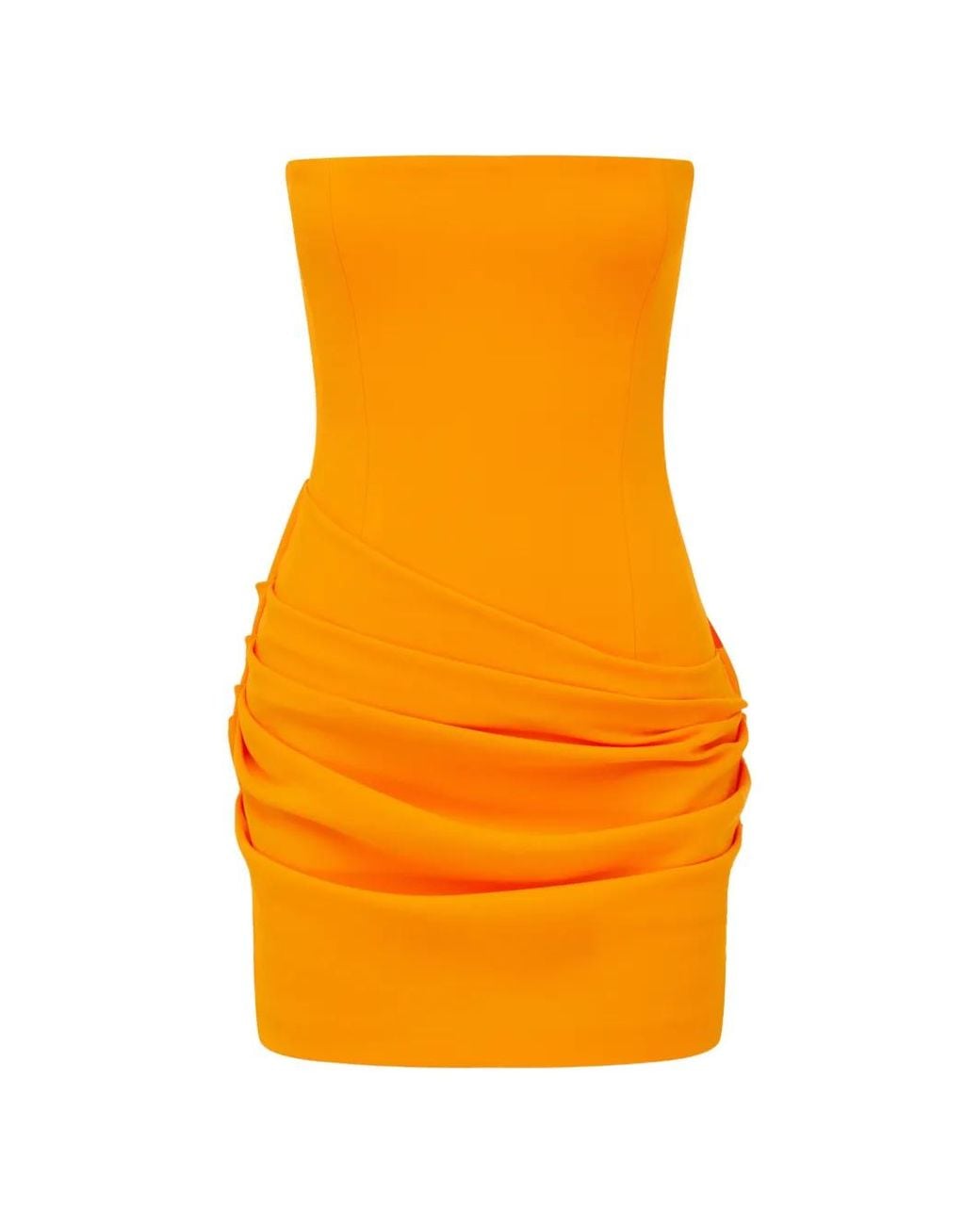 Alex Perry Orange Strapless Draped Mini Dress