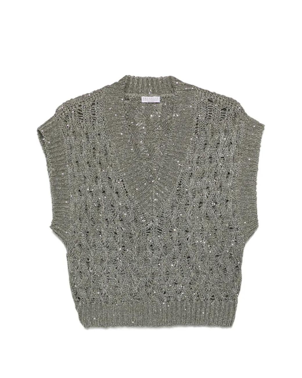 Brunello Cucinelli Gray Linen And Silk Top