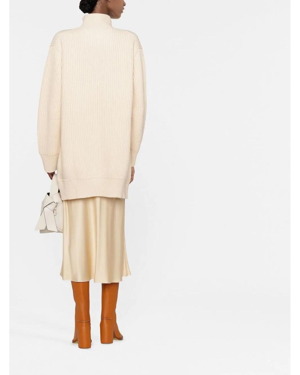 Jil Sander White Roll-Neck Ribbed-Knit Jumper