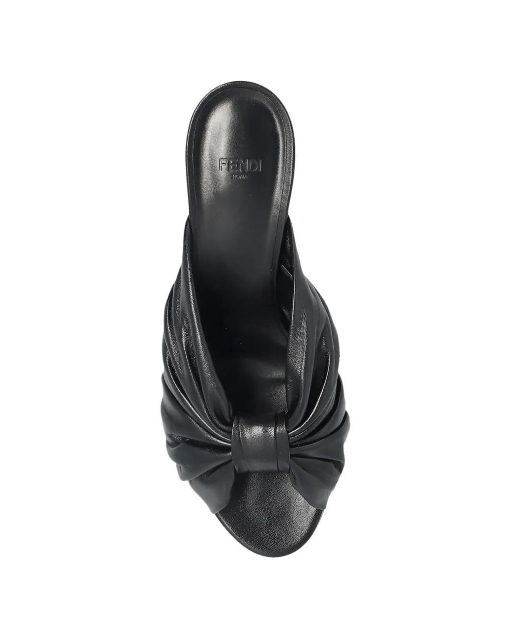 Fendi Black Arco Twisted-Upper Leather Sandals