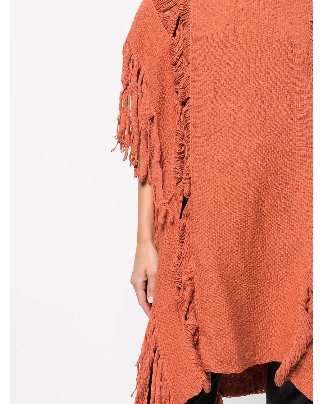 Voz Orange Haut Long À Détails De Franges