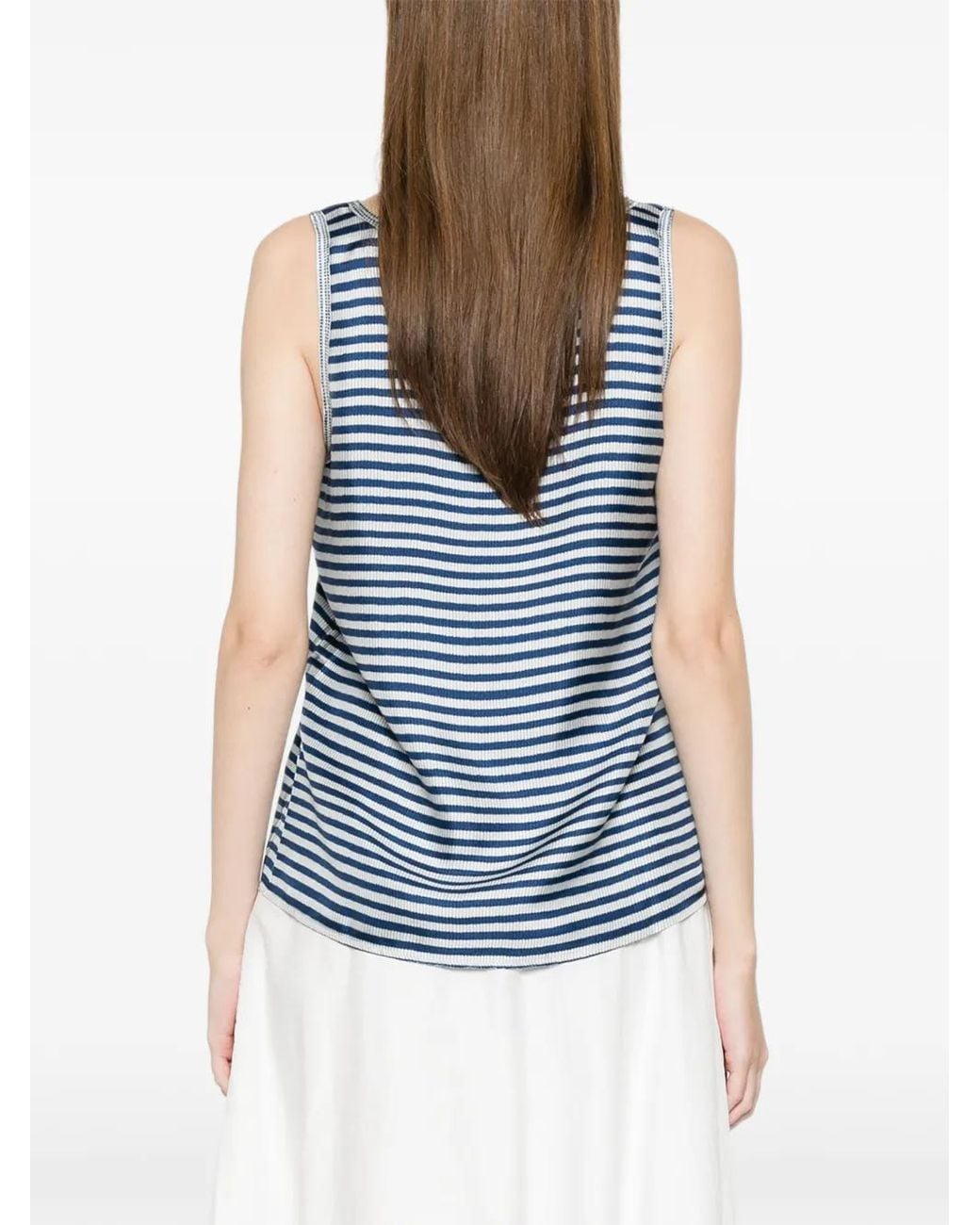 Pierre Louis Mascia Blue Aloe Striped Top