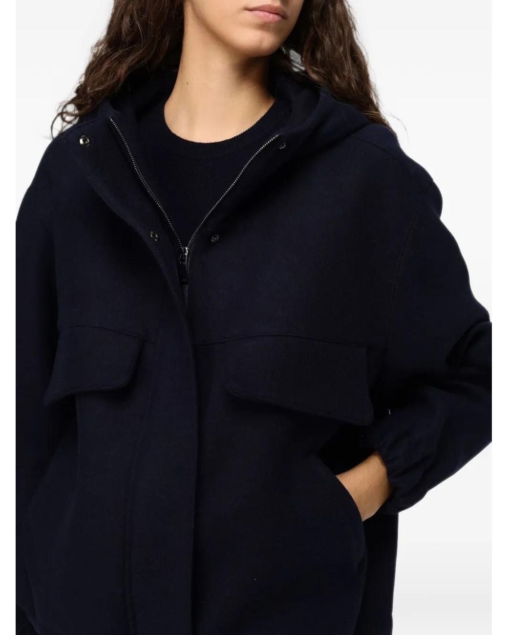 Tela Blue Hooded Long-Sleeve Jacket