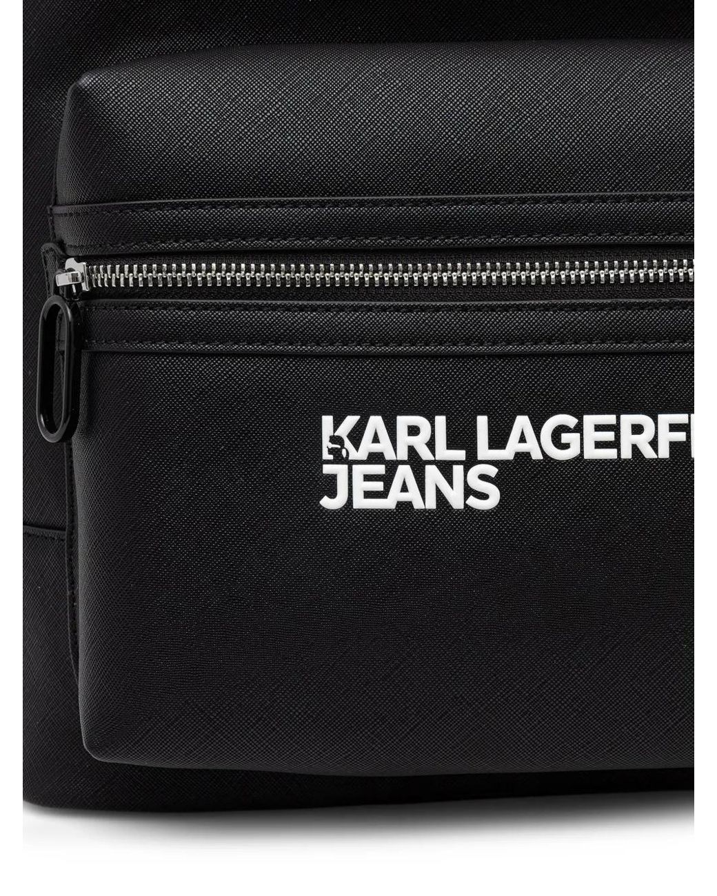 Karl Lagerfeld Black Logo-Print Zip-Around Backpack for men