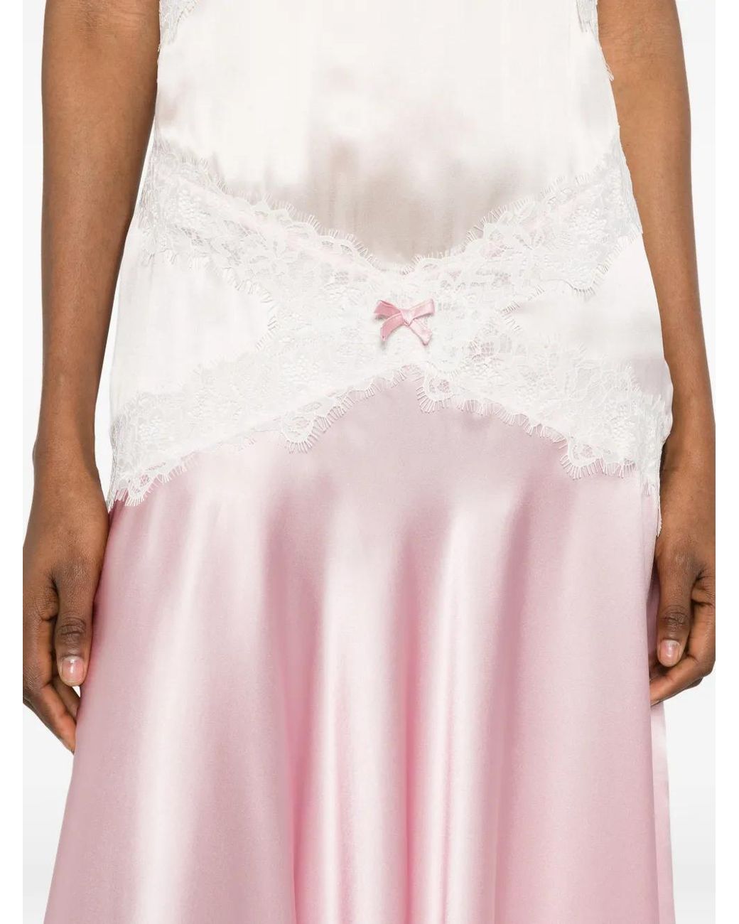 Viktor & Rolf Pink Lace-Trim Silk Dress