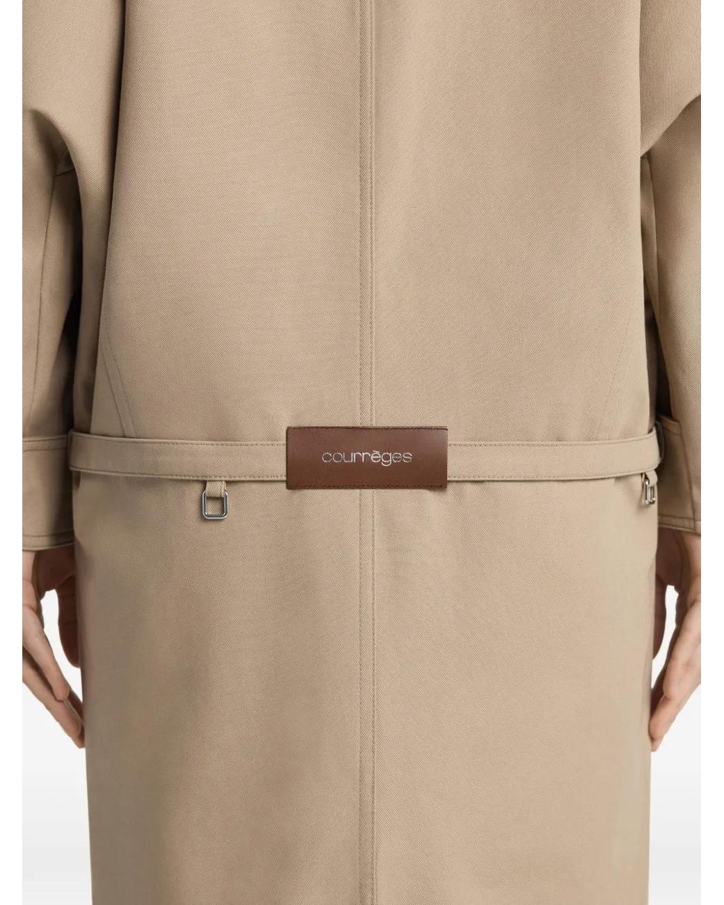 Courreges Natural Asymmetrical-Hem Trench Coat