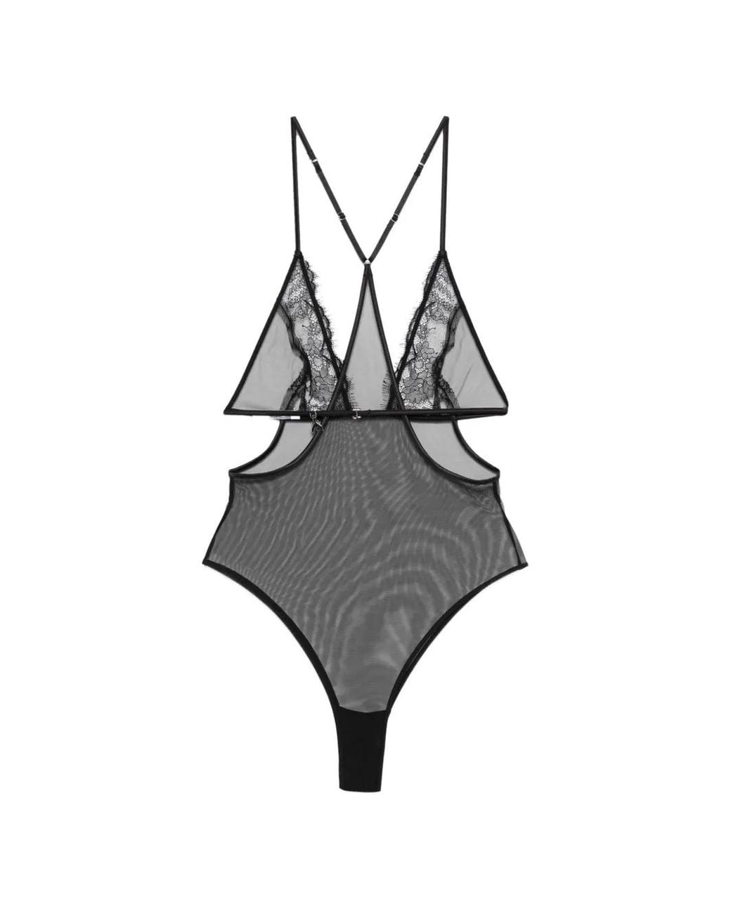 Patrizia Pepe Gray Lace Bodysuit
