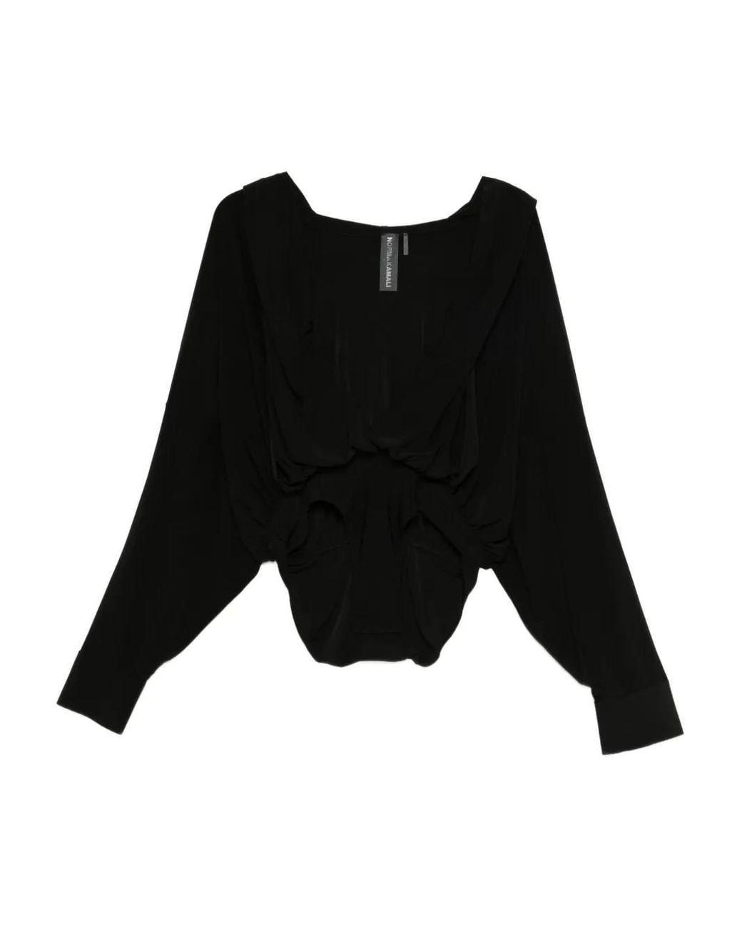 Norma Kamali Black Oversized Hooded Bodysuit