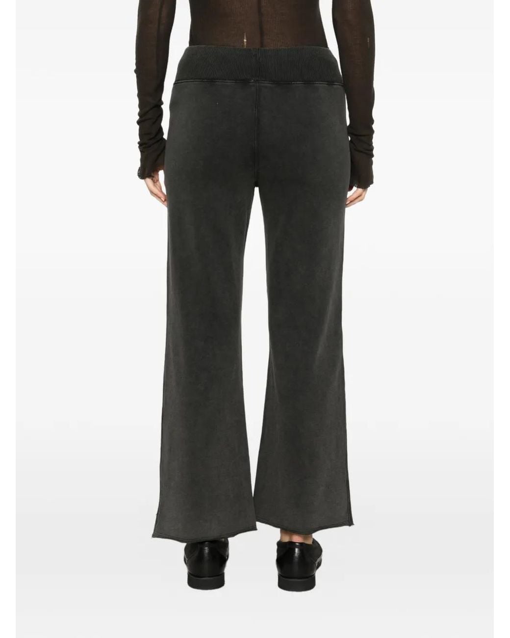 Bobi Black Cotton Cropped Track Pants
