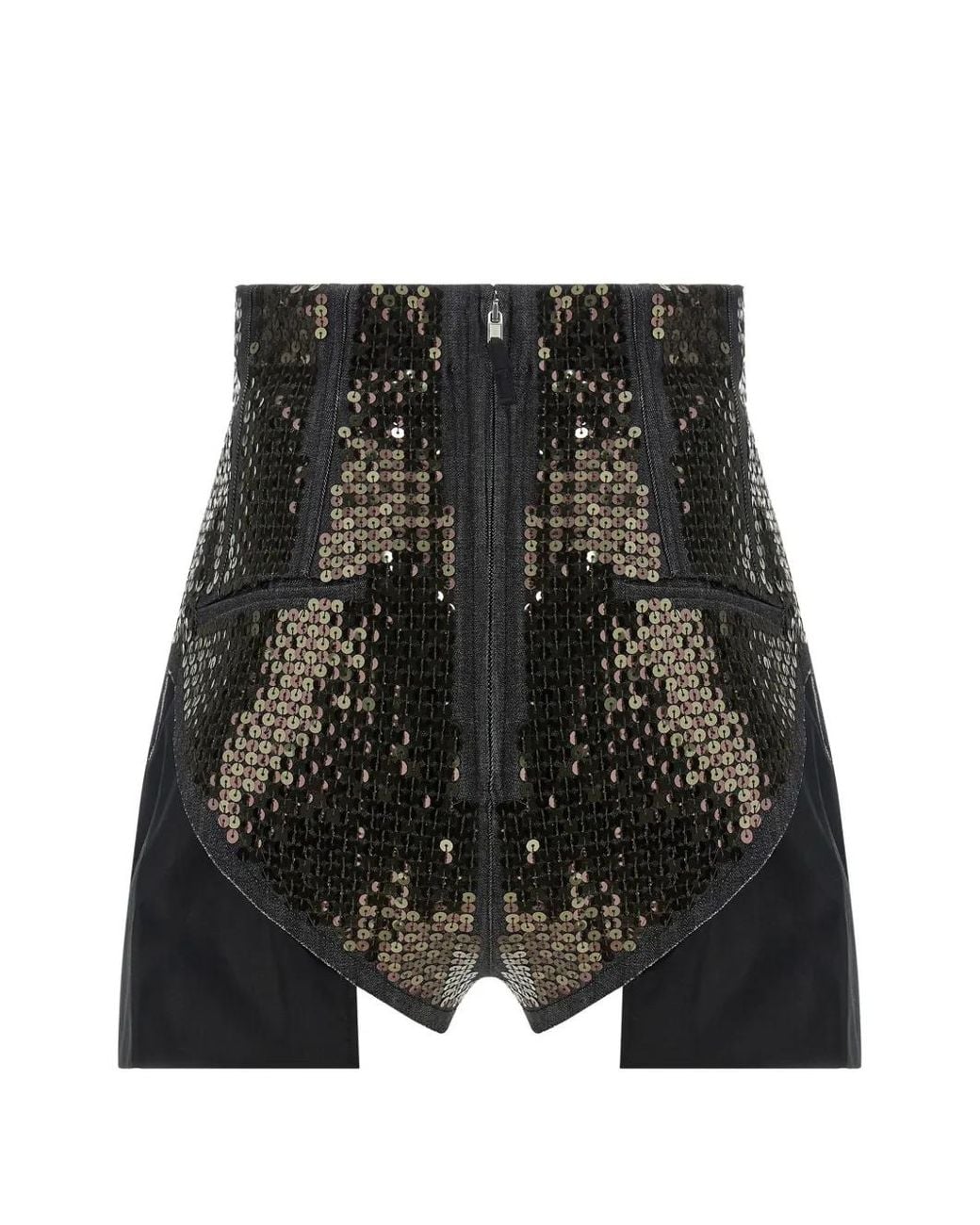 Rick Owens Black Sequin-Embellished Denim Shorts