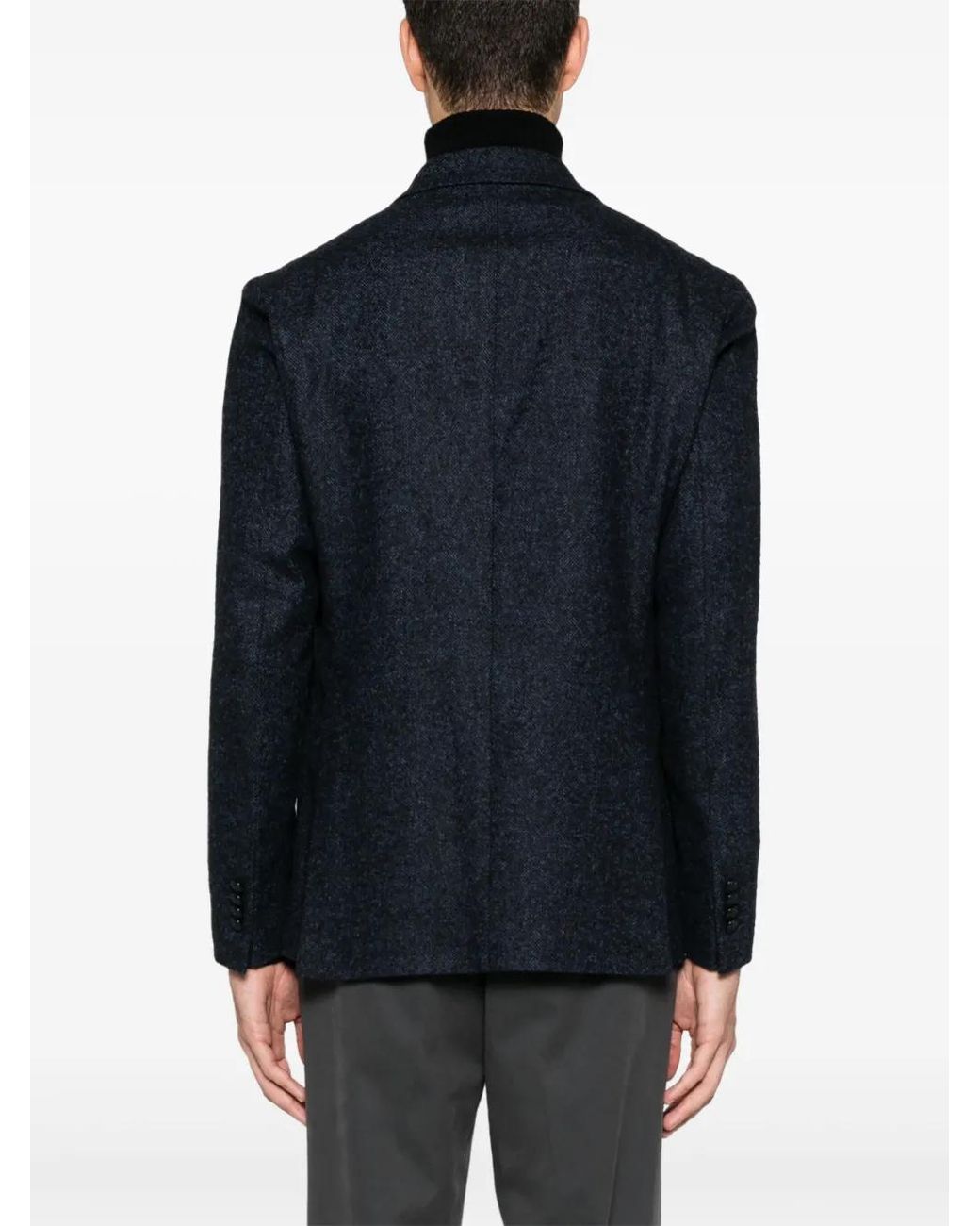 Tagliatore Blue Double-Breasted Textured Jacket for men