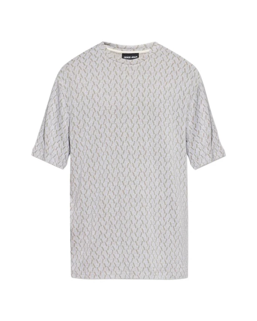 Giorgio Armani Gray Geometric-Patterned T-Shirt for men