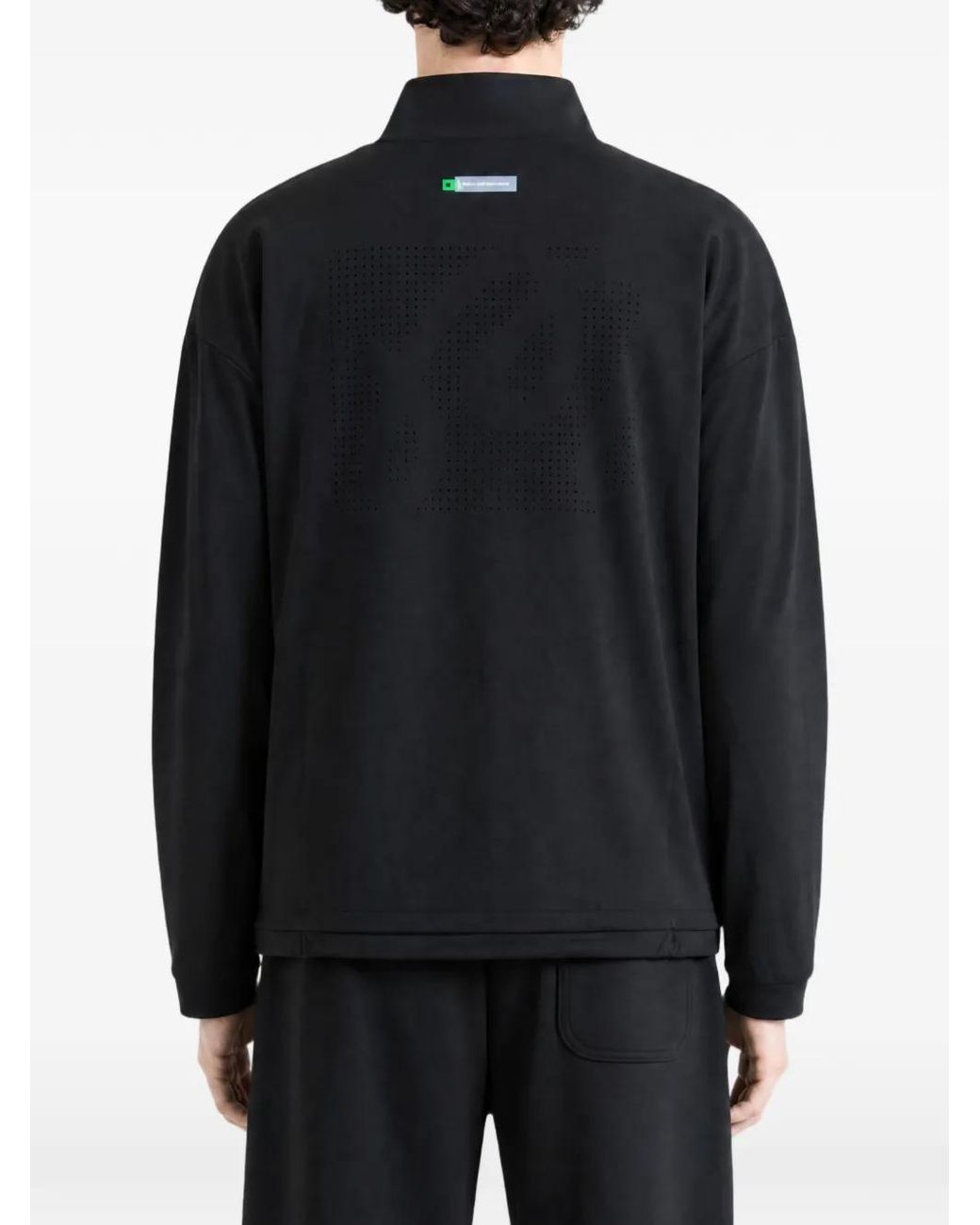 Malbon Golf Black Quarter-Zip Logo-Print Sweater for men