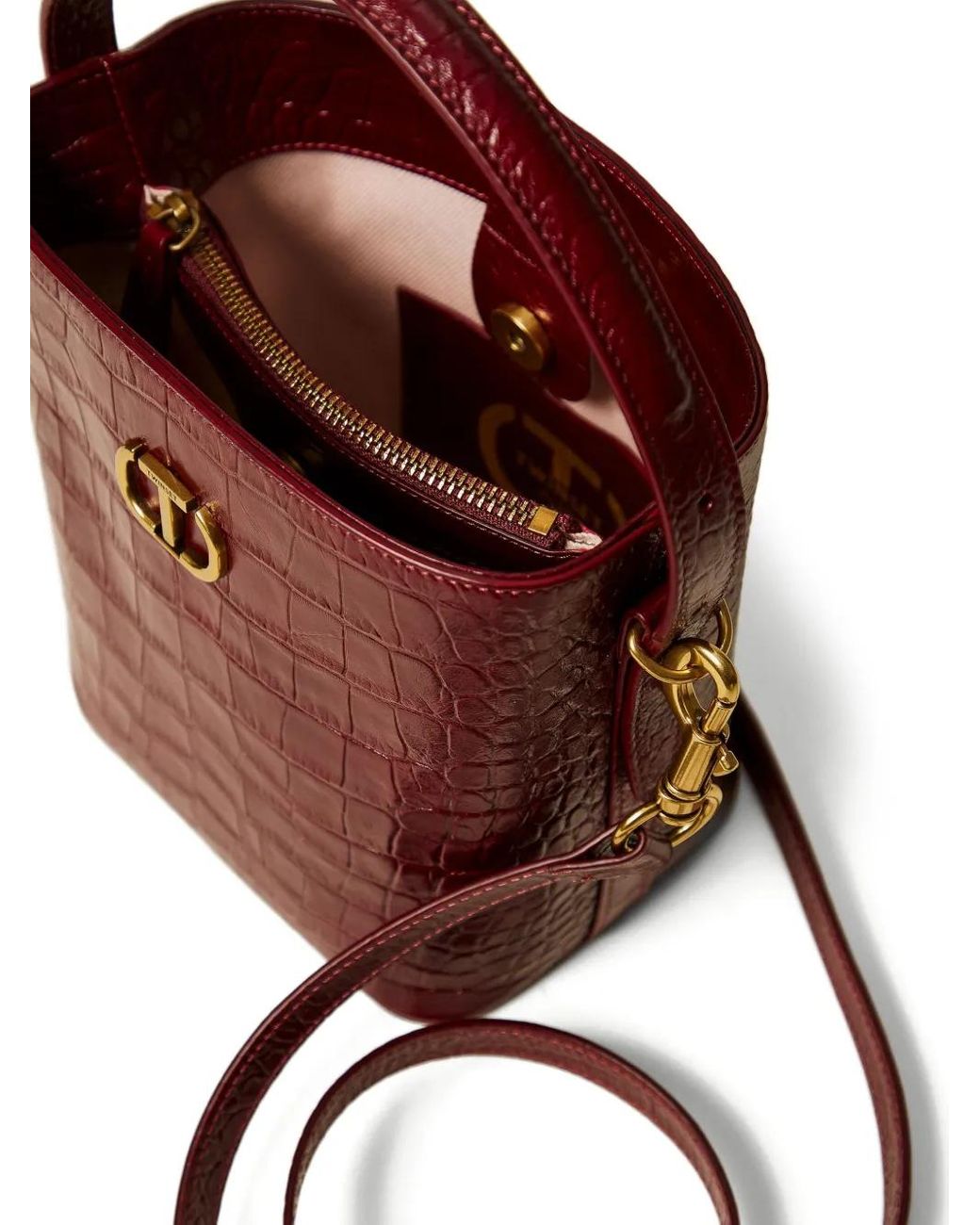 Twinset Bucket-Tas Met Krokodillen-Reliëf in het Red