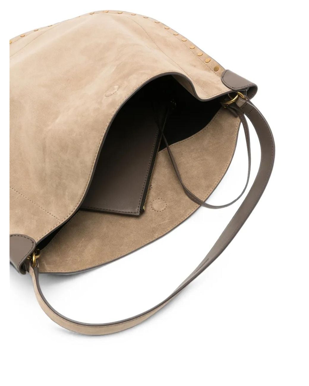 Isabel Marant Gray Oskan Stud-Embellished Suede Shoulder Bag