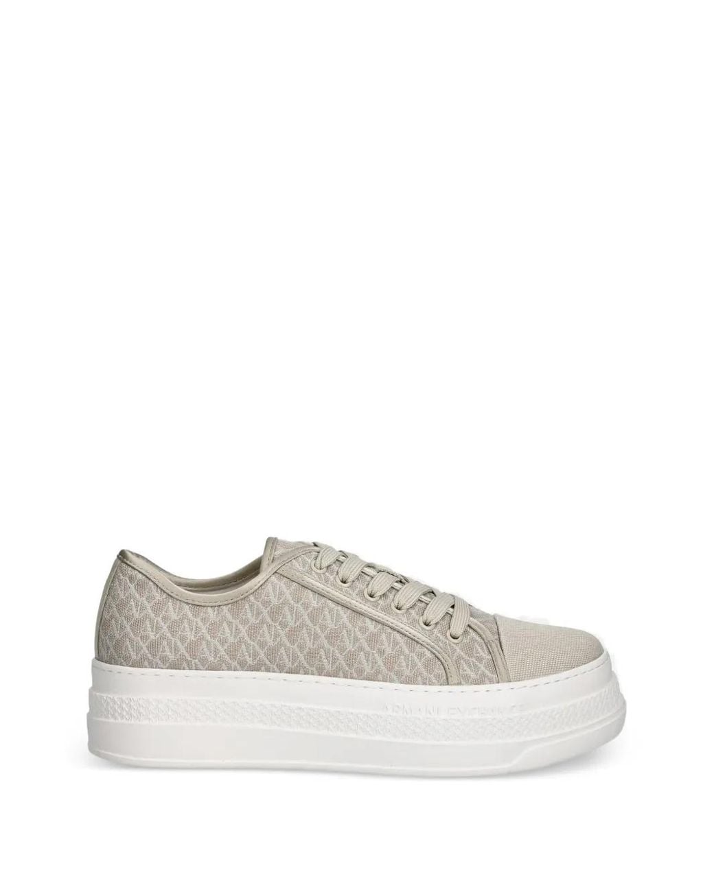 ARMANI EXCHANGE White Monogram-Print Platform Sneakers