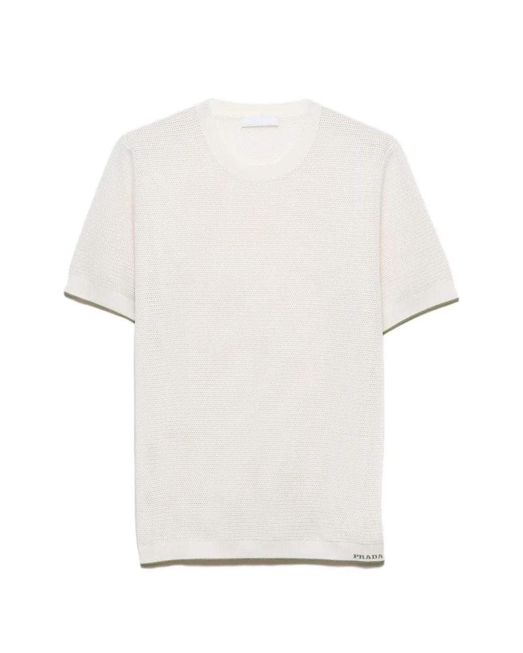 Prada White Silk And Cotton Crew-Neck Sweater for men