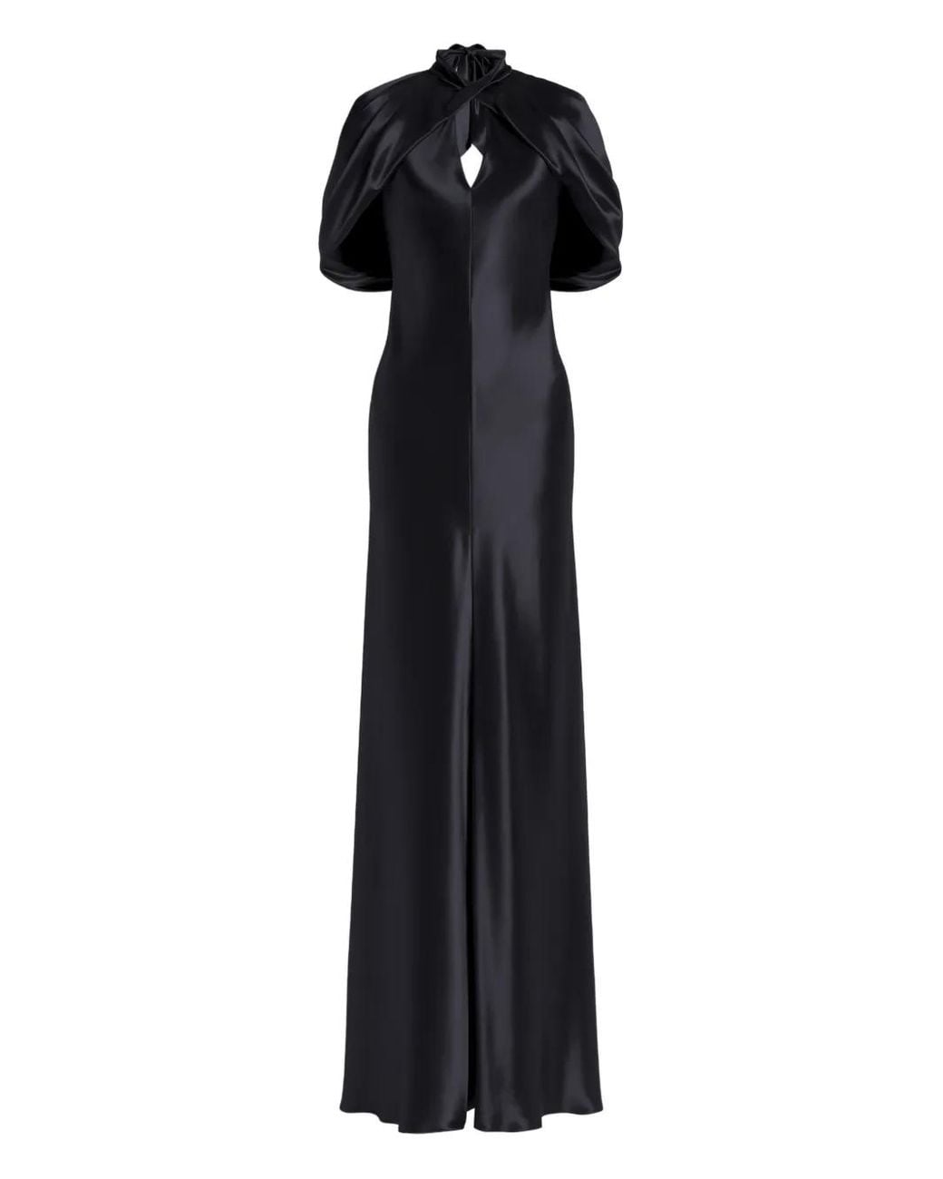Alberta Ferretti Black Tie-Fastening Maxi Dress