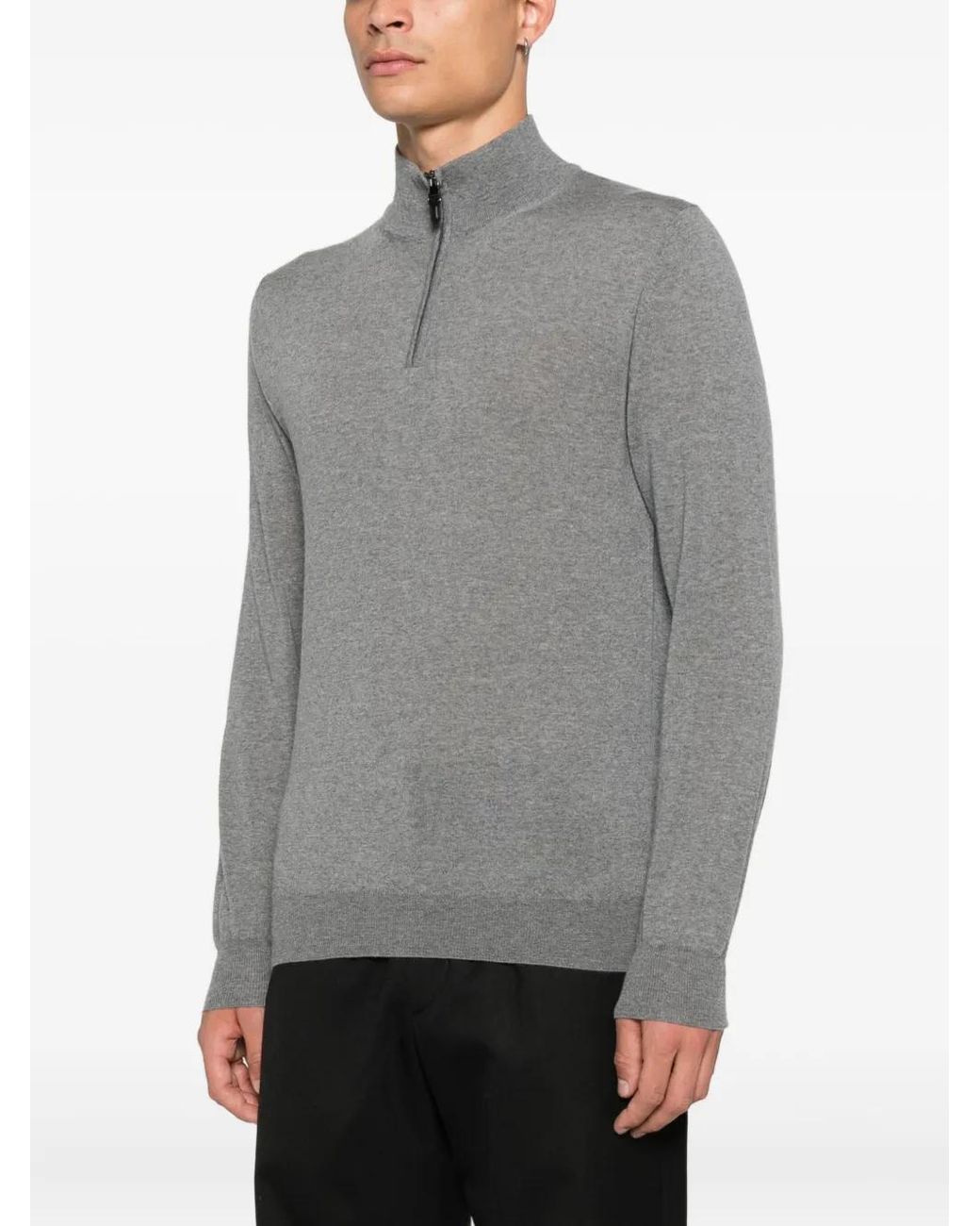 Canali Gray Half-Zip Top for men