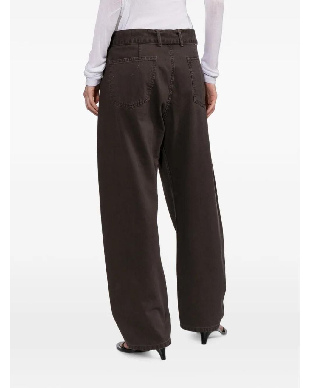 Magda Butrym White Denim Low-Rise Belted Trousers