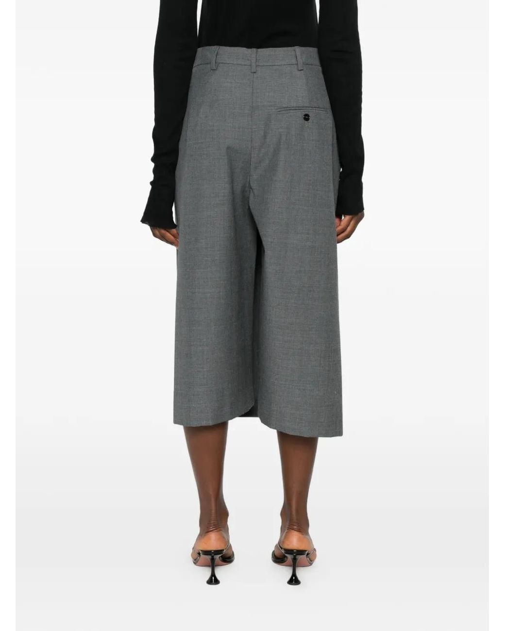 Marie Adam-Leenaerdt Gray Pleated-Detail Midi Skirt